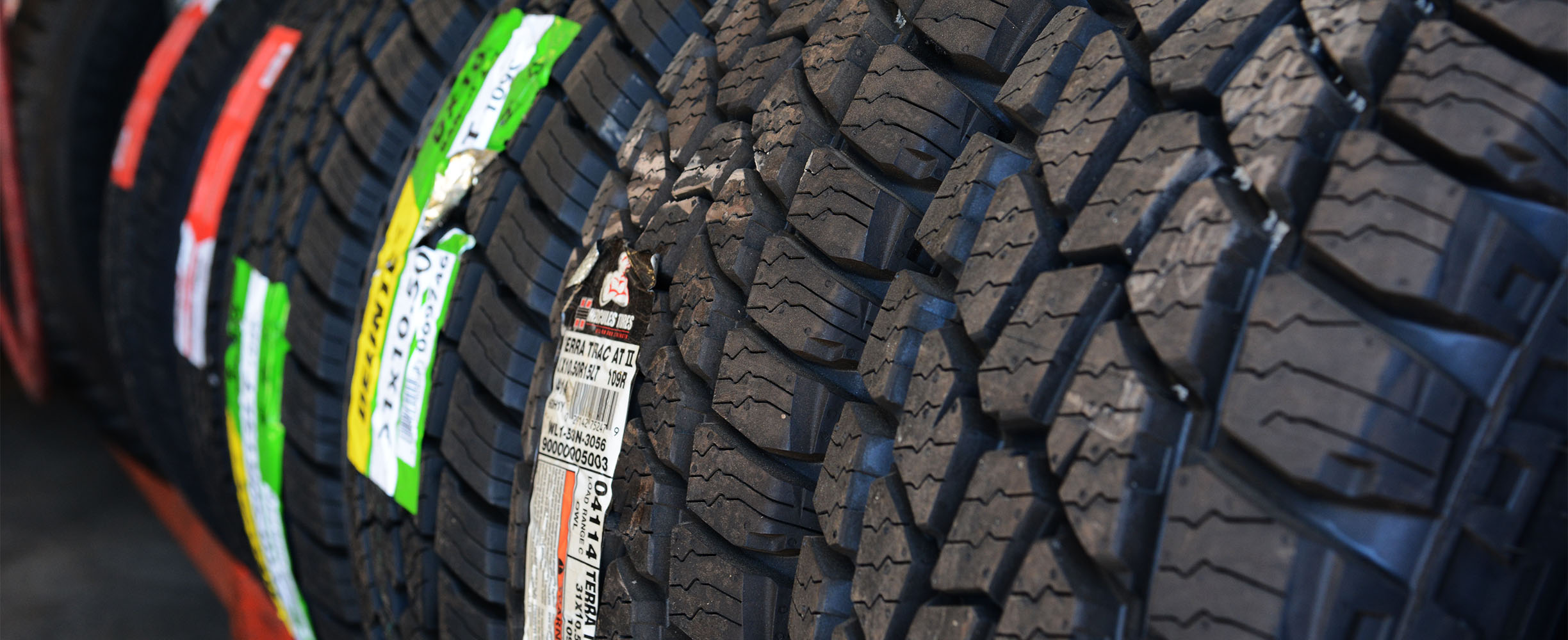 All types, brands and sizes of new tires, if we don't have to tire you want we order it.