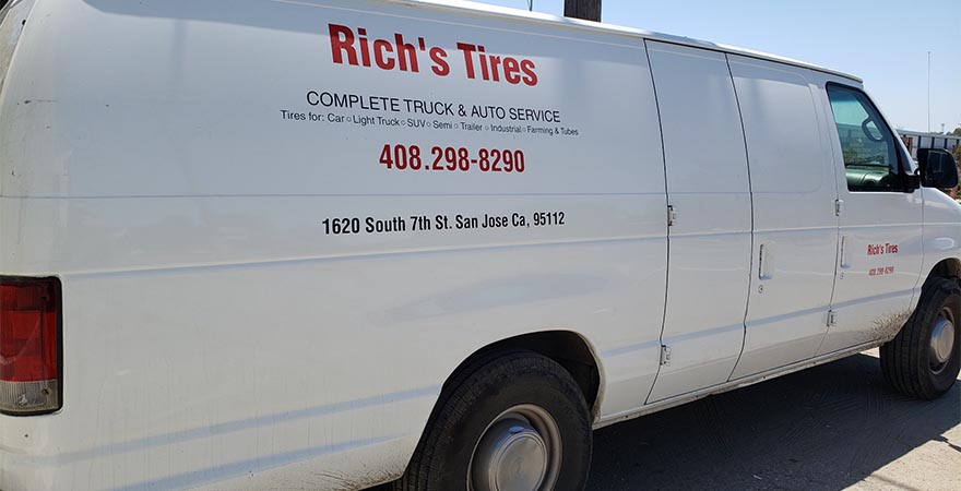 Our Road-Side tire service can fix or replace your tire, or give you a temporary one until you go to our tire shop in San Jose.